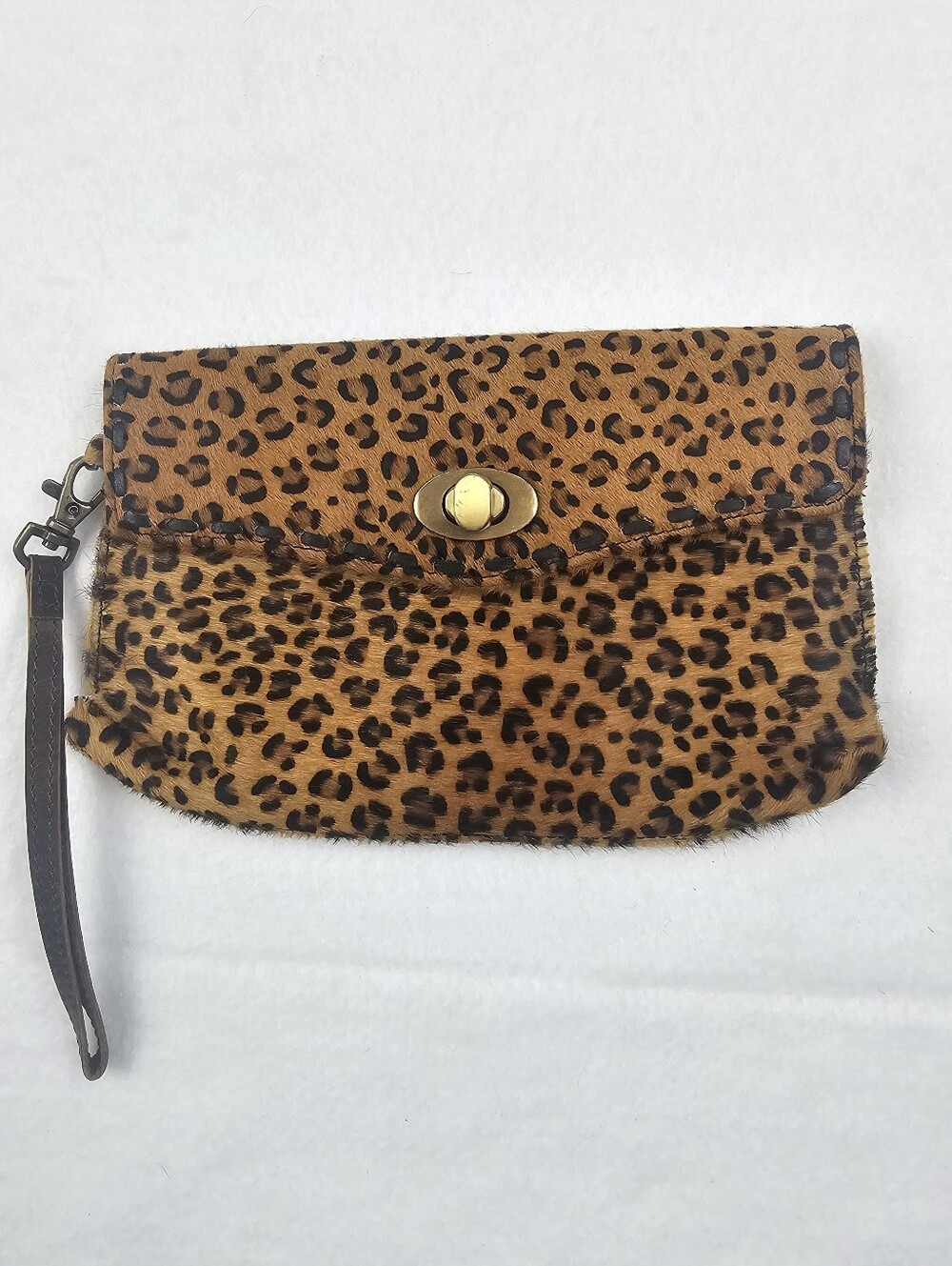 Myra Horizon Leopard Animal Print Cowhide Leather Clutch Wristlet Pocket Country